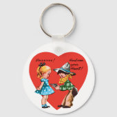 ヴィンテージレトロバレンタインデー,カウボーイと女の子 キーホルダー (裏面)