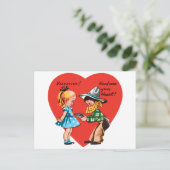 ヴィンテージレトロバレンタインデー，カウボーイと女の子 シーズンポストカード (スタンド正面)