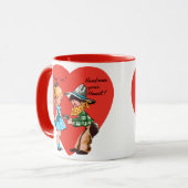 ヴィンテージレトロバレンタインデー,カウボーイと女の子 マグカップ (正面左)