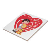 ヴィンテージレトロバレンタインデー，ボーイミュージックバンジョー タイル (側面)