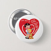 ヴィンテージレトロバレンタインデー，ボーイミュージックバンジョー 缶バッジ (正面&裏面)