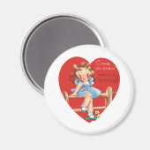 ヴィンテージレトロバレンタインデー、女の子のフェンス マグネット (正面/裏面)