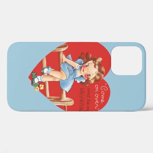 ヴィンテージレトロバレンタインデー、女の子のフェンス Case-Mate iPhoneケース (裏面 (横))