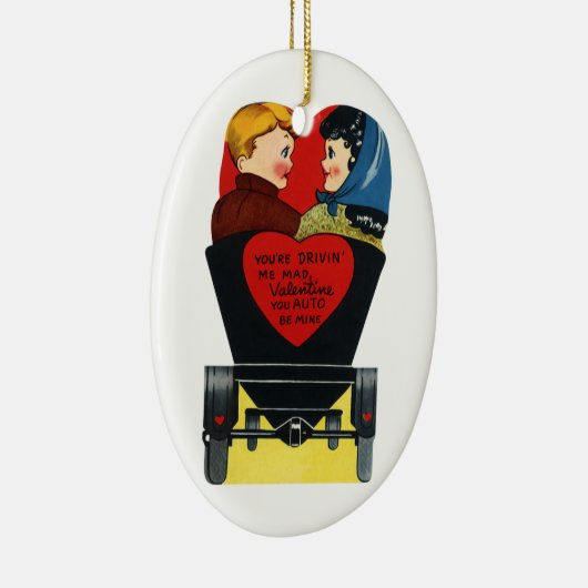 ヴィンテージレトロバレンタインデー,恋と恋 セラミックオーナメント (右)