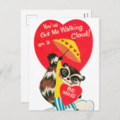 ヴィンテージレトロバレンタイン動物の休日はがき シーズンポストカード (正面/裏面)