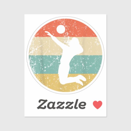 ヴィンテージレトロバレーボール選手 シール (シート)