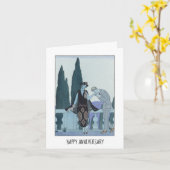 ヴィンテージレトロバービエエレガントハッピーアニバーズ カード (黄色い花)