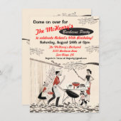 ヴィンテージレトロバーベキューパーティの招待状 招待状 (正面/裏面)