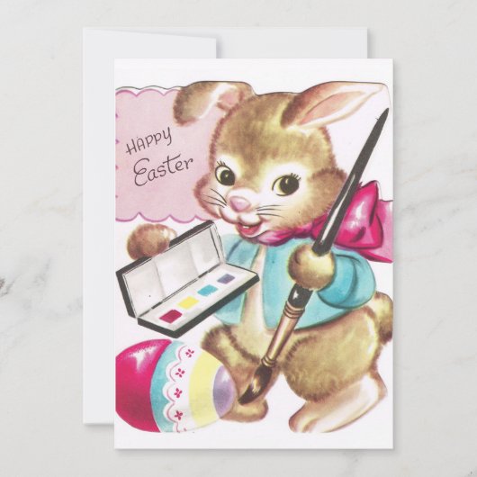 ヴィンテージレトロバ絵を描ニーカスタムハッピーイースター シーズンカード (正面)