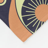 ヴィンテージレトロパターンのオレンジと黄色 フリースブランケット (角)