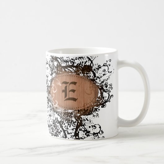 ヴィンテージレトロパターンモノグラムE コーヒーマグカップ (右)