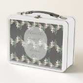 ヴィンテージレトロパターン植物学お洒落 メタルランチボックス (正面)