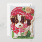 ヴィンテージレトロパピーラブバレンタインデー シーズンポストカード (正面/裏面)