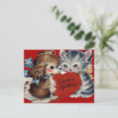 ヴィンテージレトロパピー&キッテンバレンタインカード シーズンポストカード (スタンド正面)