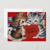 ヴィンテージレトロパピー&キッテンバレンタインカード シーズンポストカード (正面/裏面)