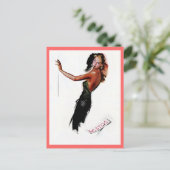 ヴィンテージレトロパリナイトガウンファッションスケッチ広告 ポストカード (スタンド正面)