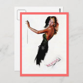 ヴィンテージレトロパリナイトガウンファッションスケッチ広告 ポストカード (正面/裏面)