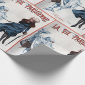 ヴィンテージレトロパリフランスクリスマスアート ラッピングペーパー (角)