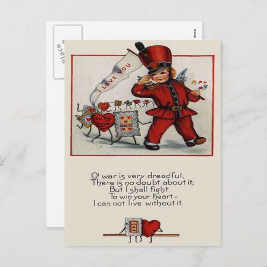 ヴィンテージレトロパレードのリーダーハートバレンタインカード シーズンポストカード (正面/裏面)
