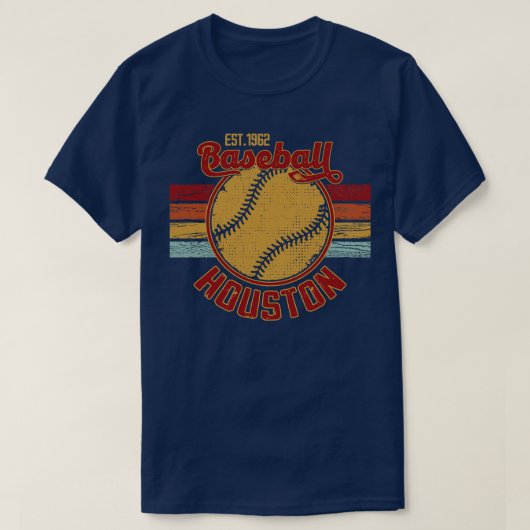 ヴィンテージレトロヒューストン野球Est 1962野球L Tシャツ (デザイン正面)