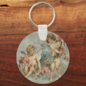 ヴィンテージレトロビクトリアンチェルーブバレンタインカード キーホルダー (正面)