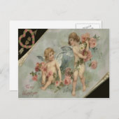 ヴィンテージレトロビクトリアンチェルーブバレンタインカード シーズンポストカード (正面/裏面)