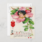 ヴィンテージレトロビクトリアンバラバレンタインカード シーズンポストカード (正面/裏面)