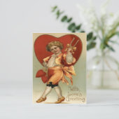 ヴィンテージレトロビクトリアンボーイハートバレンタインカード シーズンポストカード (スタンド正面)