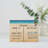 ヴィンテージレトロビーチはがき写真の保存日付 案内ポストカード (スタンド正面)