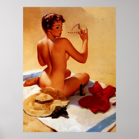 ヴィンテージレトロビーチサマーピンナップガール ポスター (正面)