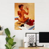 ヴィンテージレトロビーチサマーピンナップガール ポスター (ホームオフィス)