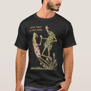 ヴィンテージレトロビートニクヒッピーマッシュルームカップル Tシャツ