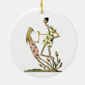 ヴィンテージレトロビートニクヒッピー茸カップル セラミックオーナメント (裏面)