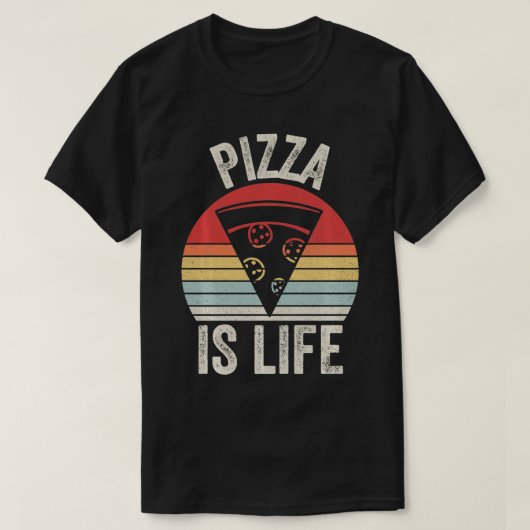 ヴィンテージレトロピザはピザ好きの人生 Tシャツ (デザイン正面)