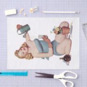 ヴィンテージレトロピンアップガールデカップファニチャー 薄葉紙 (クラフト)