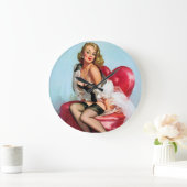 ヴィンテージレトロピンアップガール ラージ壁時計 (ホーム)