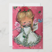ヴィンテージレトロピンククリスマスエンジェルカスタムズホリデー シーズンカード (正面)