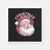 ヴィンテージレトロピンクサンタクリスマス スタンダードカクテルナプキン (正面)