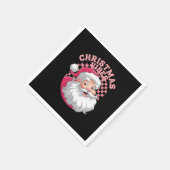 ヴィンテージレトロピンクサンタクリスマス スタンダードカクテルナプキン (角)