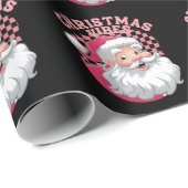 ヴィンテージレトロピンクサンタクリスマス ラッピングペーパー (ロールコーナー)