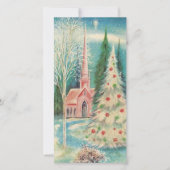 ヴィンテージレトロピンクチャーチインスノーカスタムクリスマスクリスマス シーズンカード (正面)