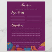 ヴィンテージレトロピンクファミリーキッチンレシピシート (正面)
