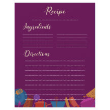 ヴィンテージレトロピンクファミリーキッチンレシピシート