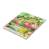 ヴィンテージレトロピンクフラミンゴ鳥植毛タイル タイル (側面)