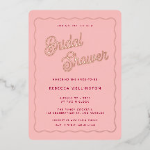 ヴィンテージレトロピンク明るい赤紫色波ブライダルシャワー