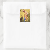 ヴィンテージレトロピンナップアートピンアップガール スクエアシール (バッグ)