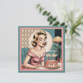 ヴィンテージレトロピンナップガールエレガントフローラ誕生日 招待状 (スタンド正面)