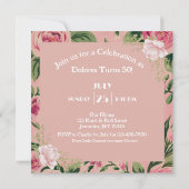 ヴィンテージレトロピンナップガールエレガントフローラ誕生日 招待状 (裏面)