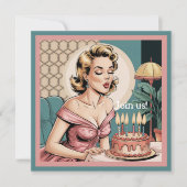 ヴィンテージレトロピンナップガールエレガントフローラ誕生日 招待状 (正面)