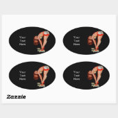 ヴィンテージレトロピータードリベンピンナップガールオンスケール 楕円形シール (シート)